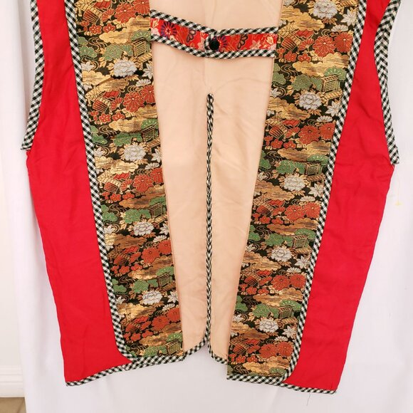 Unisex Asian Red Multicolor Beautiful Pattern Traditional Clothing Long Vest - Picture 5 of 15